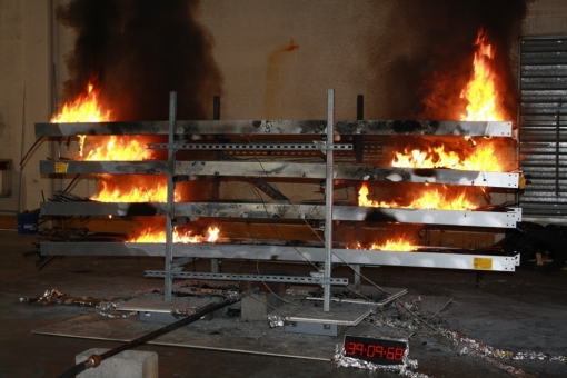 Multiple horizontal cable tray test, image from Chanter 8 of NUREG/CR‑7010 Volume 1